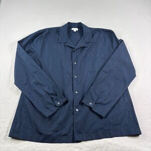 Sunspel Shirt Mens Large Blue Pajama Button Up Lounge Casual Sleep